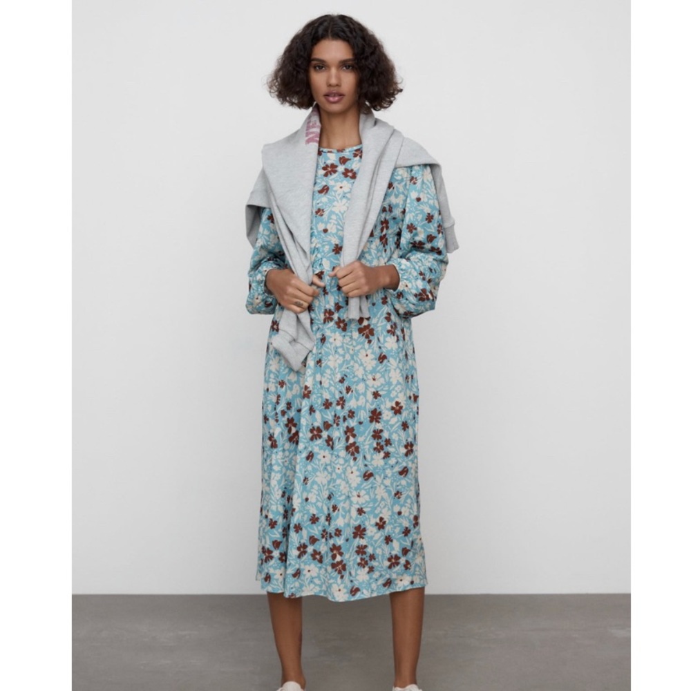 NWT ZARA midi dress with ruffles/ S